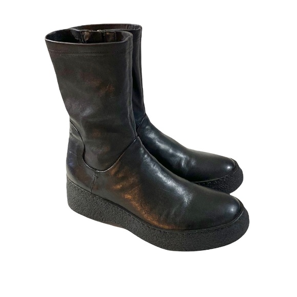 Pantanetti Leather & Stretch Vinyl Platform Combat Boots Sz 8 EUC - Picture 2 of 14